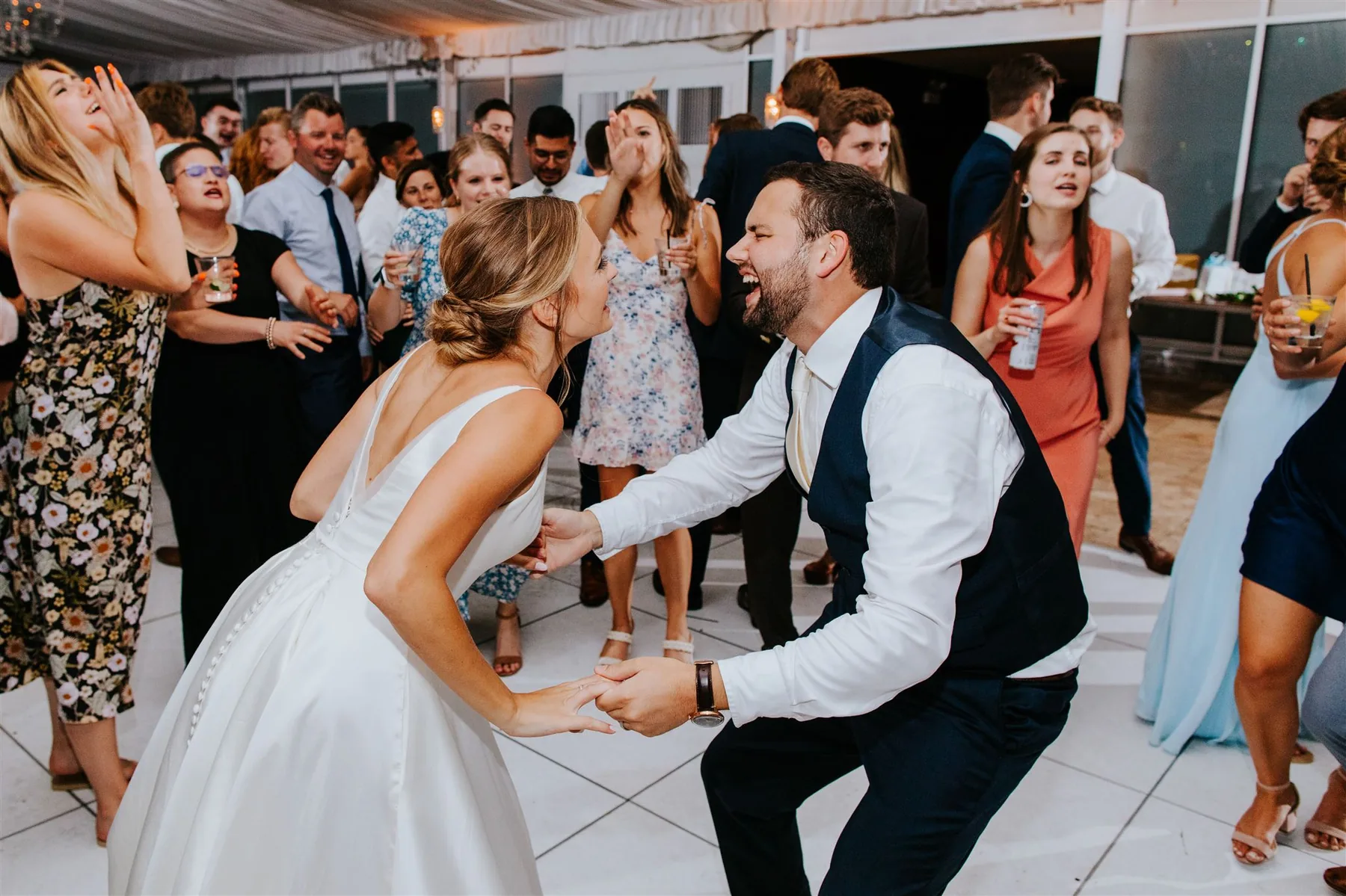 Bride and groom on the dance floor at a Galleria Marchetti wedding in Chicago